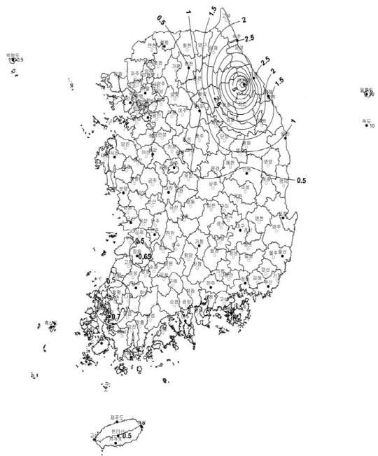 기본지상적설하중(단위: kN/㎡) 국토부 제공